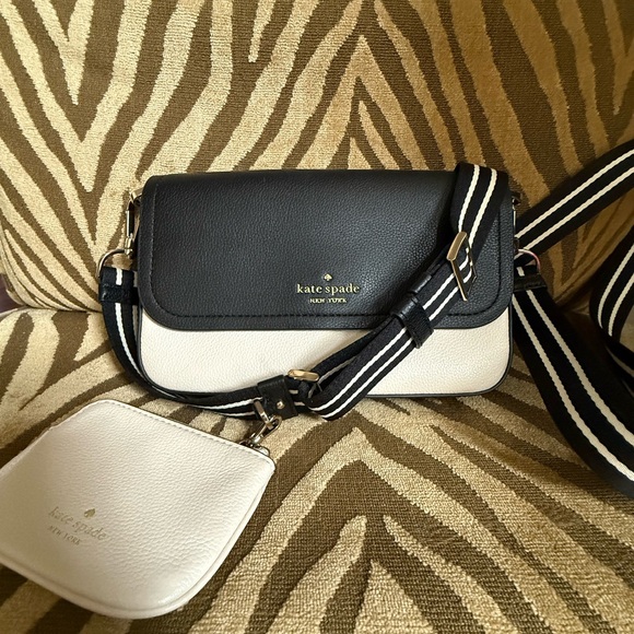 Kate Spade Black and Cream Crossbody Bag with Coin Pouch - Picture 2 of 11